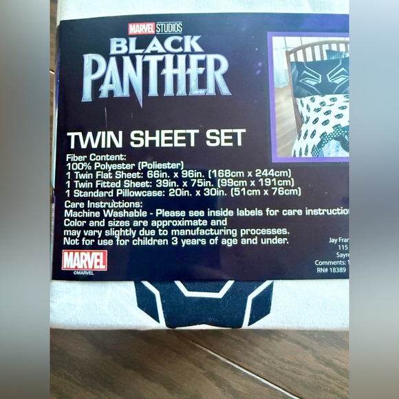 Marvel Black Panther Gray Twin Sheet Set - Picture 4 of 4